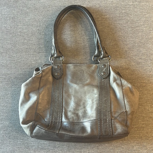 FRYE Melissa Italian Leather Large Shoulder Bag Tote in Ice Grey - Picture 2 of 5